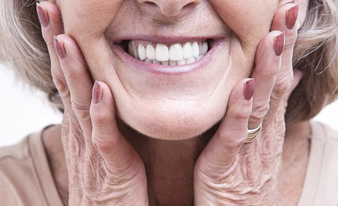 old lady wearing dentures